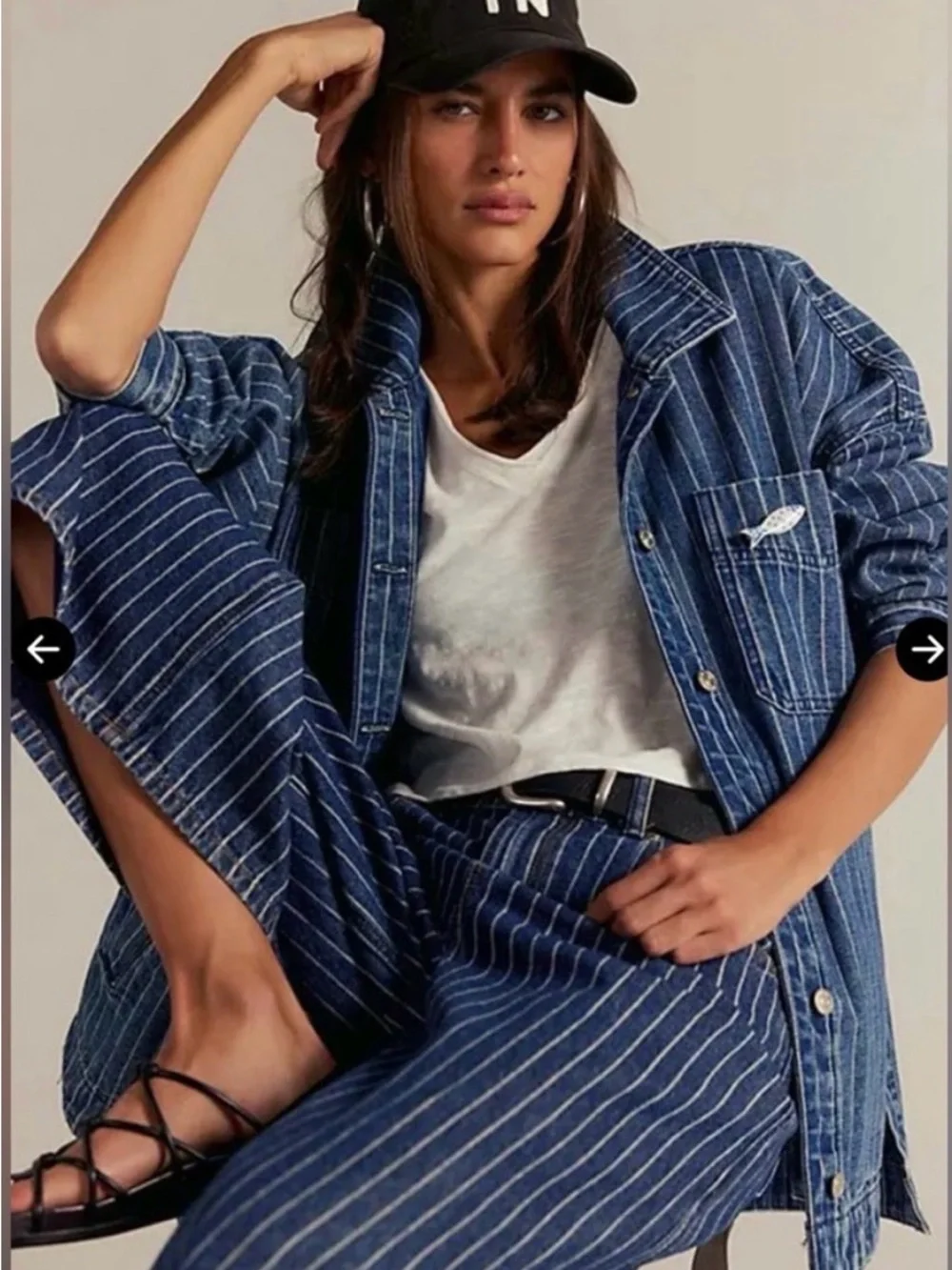 Free People We The Free Madison City Pinstripe Denim Jacket. NWT - Picture 3 of 3